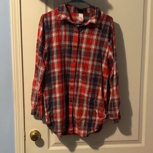 No Boundaries Red and Blue Plaid Kids Button Down Shirt